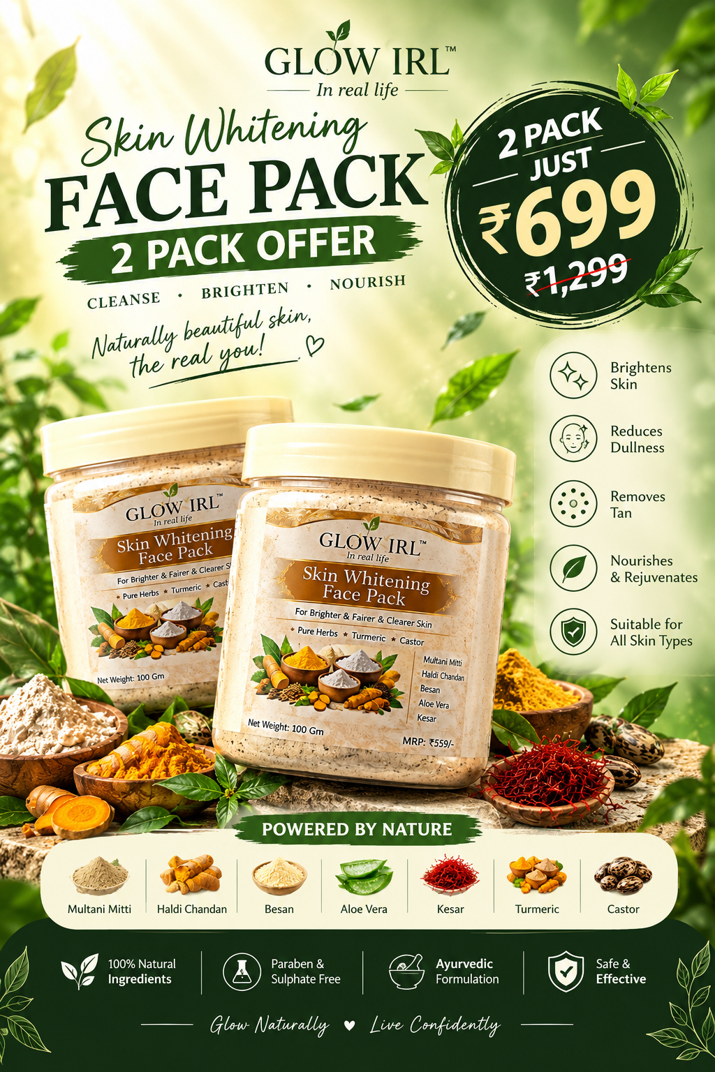 Skin Whitening Face Pack – 2 Pack Offer